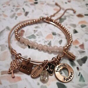 Adrienne Vittadini Adjustable Bracelet Set-- Friends Forever